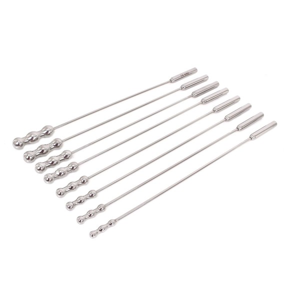 KIT OTTO SONDE URETRALI IN ACCIAO SEX TOY DILATOR BEADS