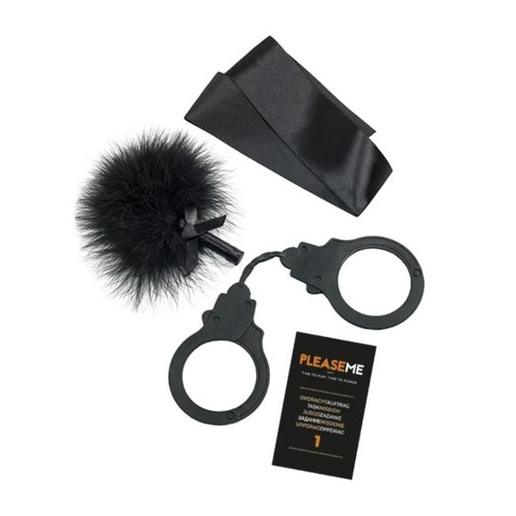 KIT SEXY CON CARTE MANETTE PIUMINO E BENDA PLEASEME