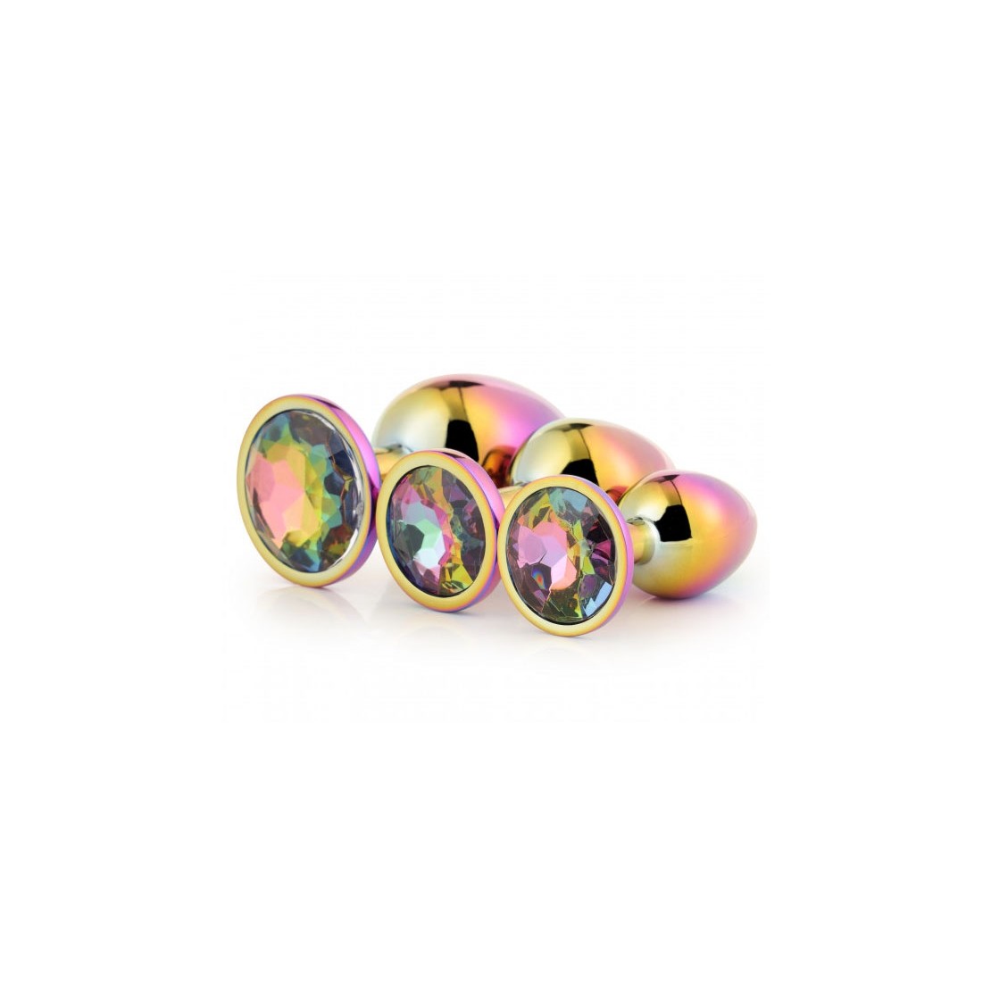 KIT DI TRE PLUG ANALI CON GIOIELLO MULTICOLOR...