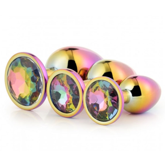 KIT DI TRE PLUG ANALI CON GIOIELLO MULTICOLOR PLUG SET