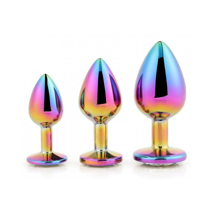 KIT TRE PLUG ANALI CON GIOIELLO MULTICOLOR PLUG SET 2