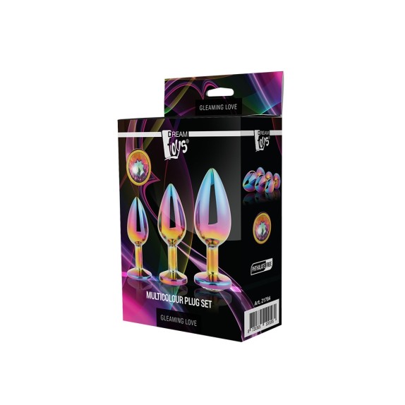 KIT DI TRE PLUG ANALI CON GIOIELLO MULTICOLOR PLUG SET