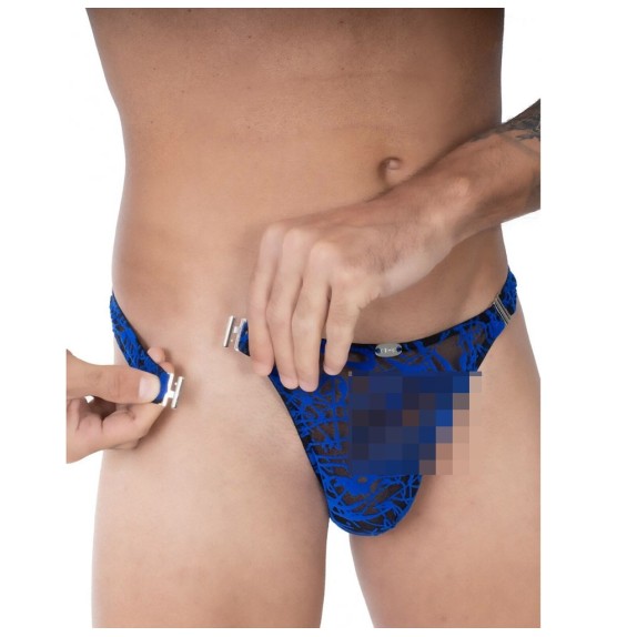 PERIZOMA SEXY UOMO SGANCIABILE CON RILIEVI BLU ELETTRICO EROS VENEZIANI