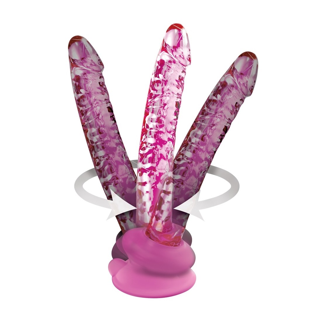 DILDO IN VETRO ROSA SEX TOY CON VENTOSA...