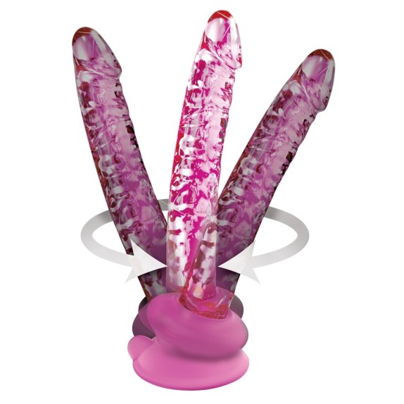 DILDO IN VETRO ROSA SEX TOY CON VENTOSA REMOVIBILE ICICLES