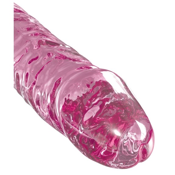 DILDO IN VETRO ROSA SEX TOY CON VENTOSA REMOVIBILE ICICLES