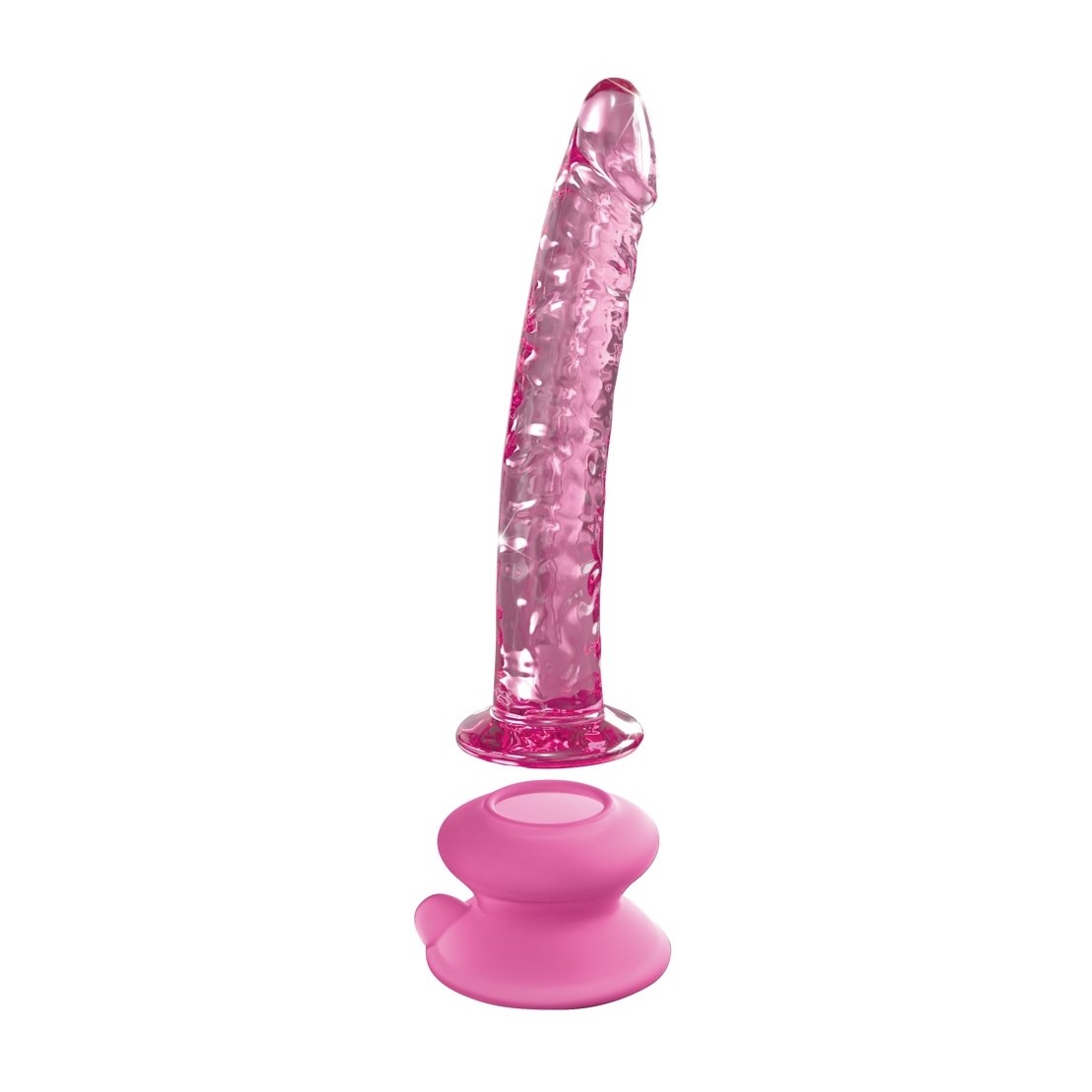 DILDO IN VETRO ROSA SEX TOY CON VENTOSA...