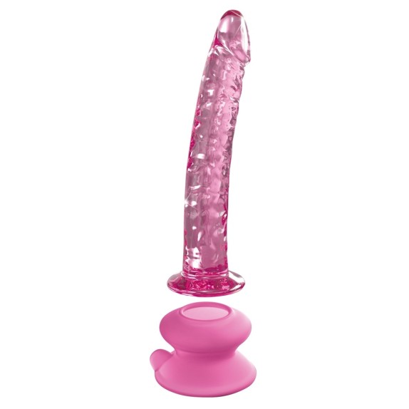 DILDO IN VETRO ROSA SEX TOY CON VENTOSA REMOVIBILE ICICLES