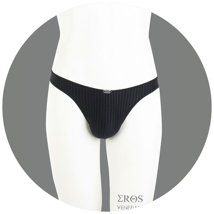 PERIZOMA SEXY PER UOMO NERO CON TEXTURE A TRECCIA EROS... 2