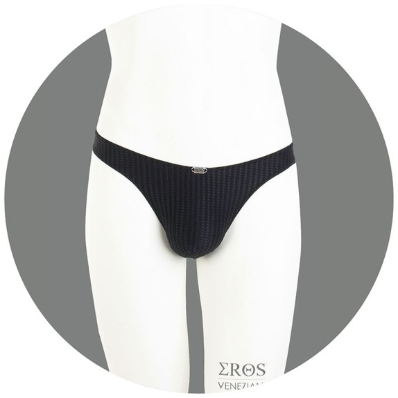 PERIZOMA SEXY PER UOMO NERO CON TEXTURE A TRECCIA EROS VENEZIANI