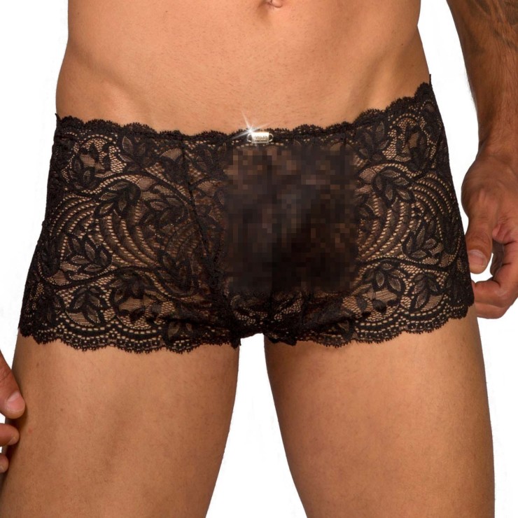BOXER SEXY IN PIZZO NERO PER UOMO DI EROS VENEZIANI