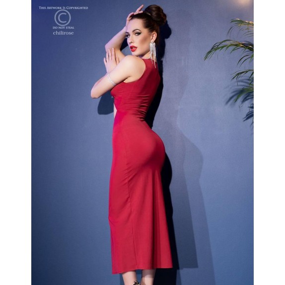 ABITO SEXY PER DONNA LUNGO CON SPACCO LATERALE CHILIROSE