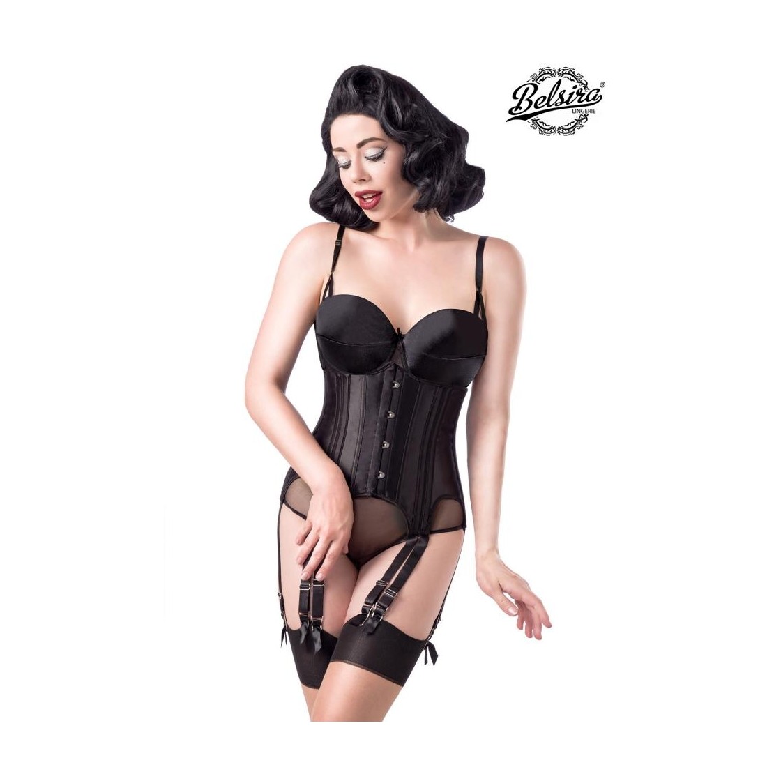 GUEPIERE NERA SEXY PER DONNA CINQUE PEZZI...
