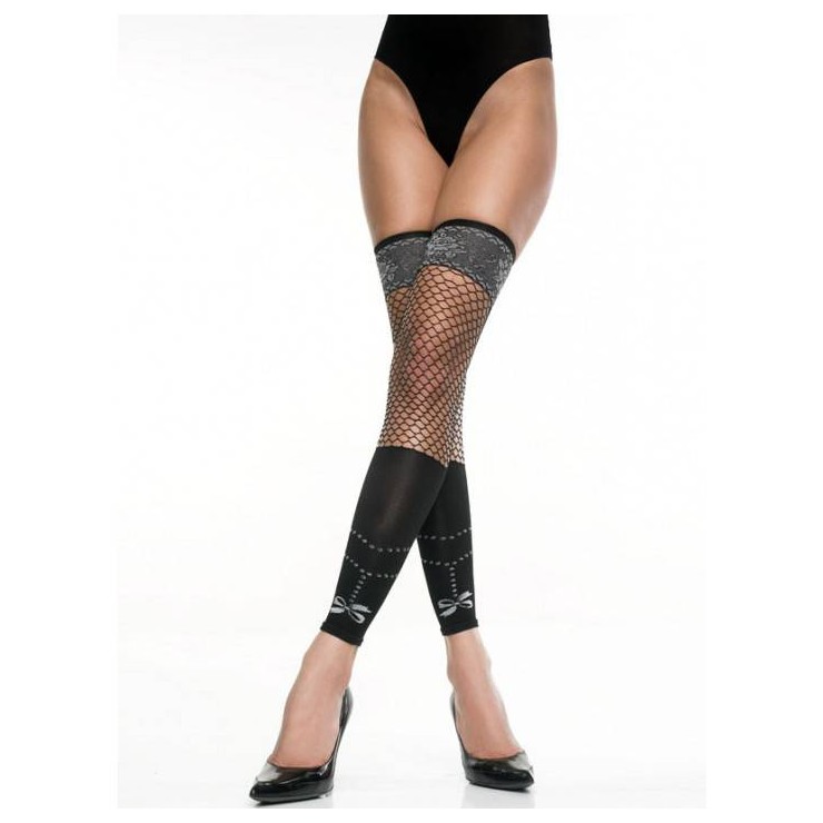 CALZE ELASTICHE SEXY SENZA PIEDE CON RICAMI