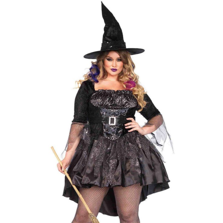COSTUME HALLOWEEN SEXY STREGA MISTRESS TAGLIE GRANDI
