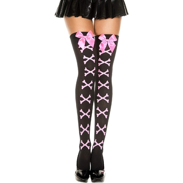 CALZE SEXY PER DONNA CON DISEGNI OSSA ROSA PER CARNEVALE...