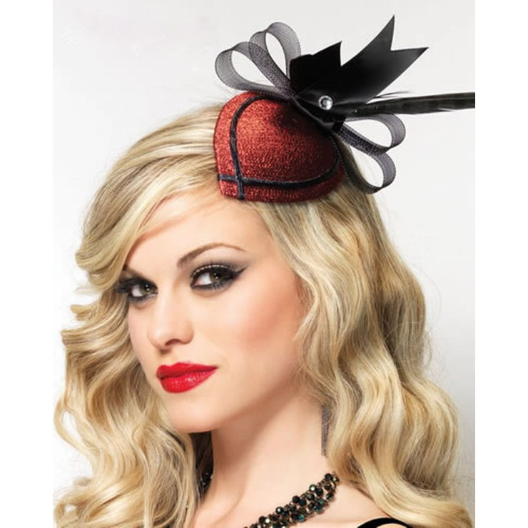 CAPPELLINO CON MOLLETTA SEXY PER DONNA CON GLITTER E PIUMA