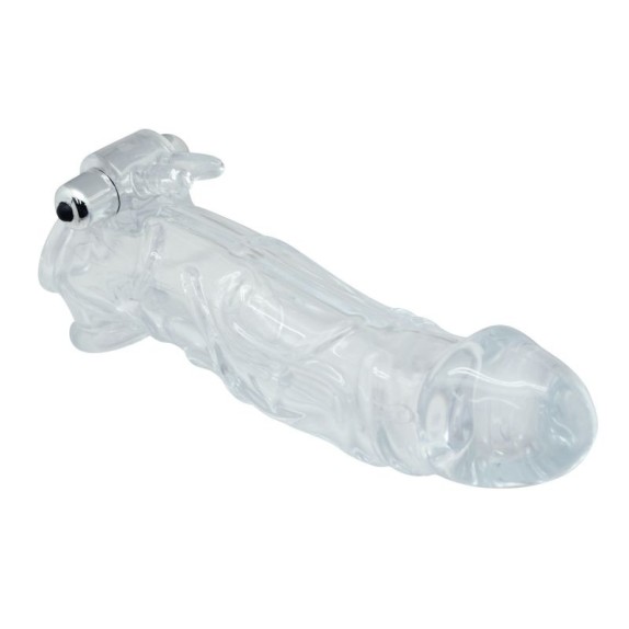 GUAINA-PROLUNGA PER PENE CON STIMOLATORE CLITORIDEO