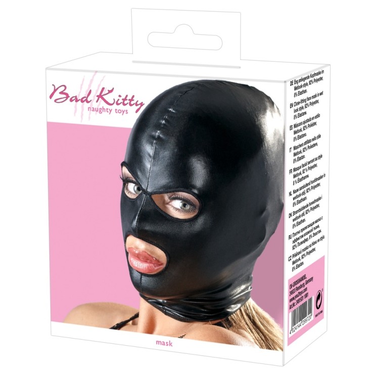 MASCHERA FETISH WET LOOK CON OCCHI E BOCCA