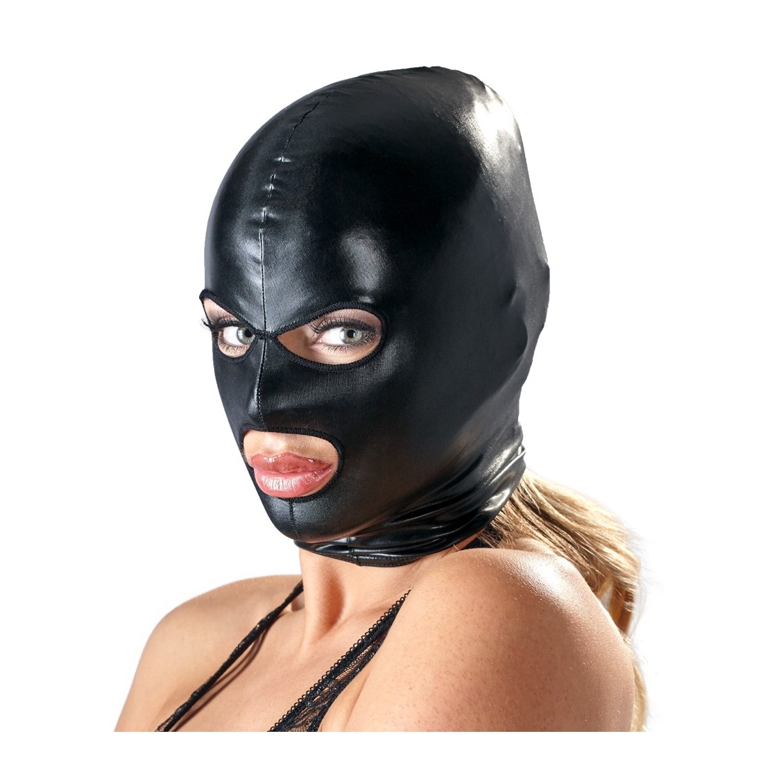 MASCHERA FETISH WET LOOK CON APERTURE PER OCCHI...