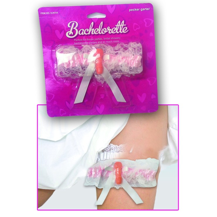 GIARRETTIERA SEXY ROSA CON PENE ARTICOLO SCHERZOSO