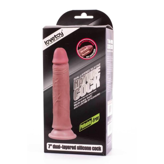 DILDO REALISTICO CON VENTOSA CM. 18 DUAL DENSITY NATURE COCK