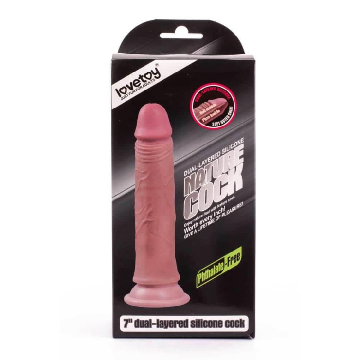 DILDO REALISTICO CON VENTOSA CM. 18 DUAL DENSITY NATURE COCK