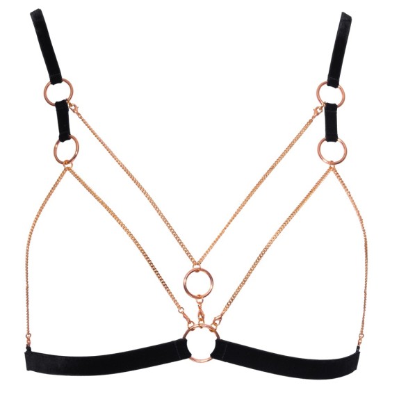 COMPLETO INTIMO SEXY PER DONNA APERTO CON CATENE COLOR ORO ROSA
