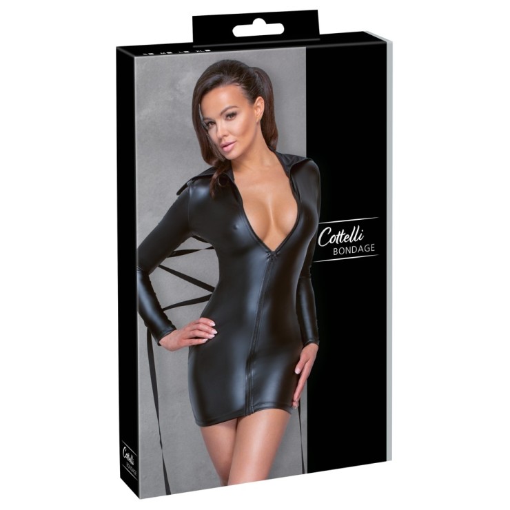 MINI ABITO SEXY COSTRITTIVO IN SPANDEX OPACO CON ZIP 2