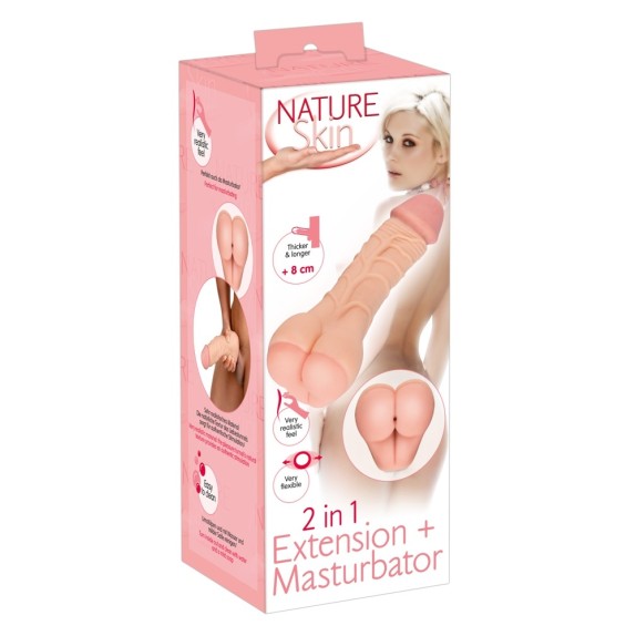 MASTURBATORE PER UOMO CON PROLUNGA PER PENE SEX TOY 2 IN 1