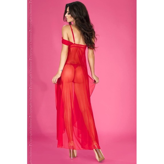 VESTAGLIA LUNGA MORBIDA SEXY IN TULLE ROSSO
