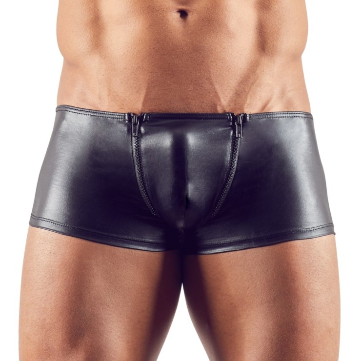 PANTALONCINO NERO EFFETTO BAGNATO