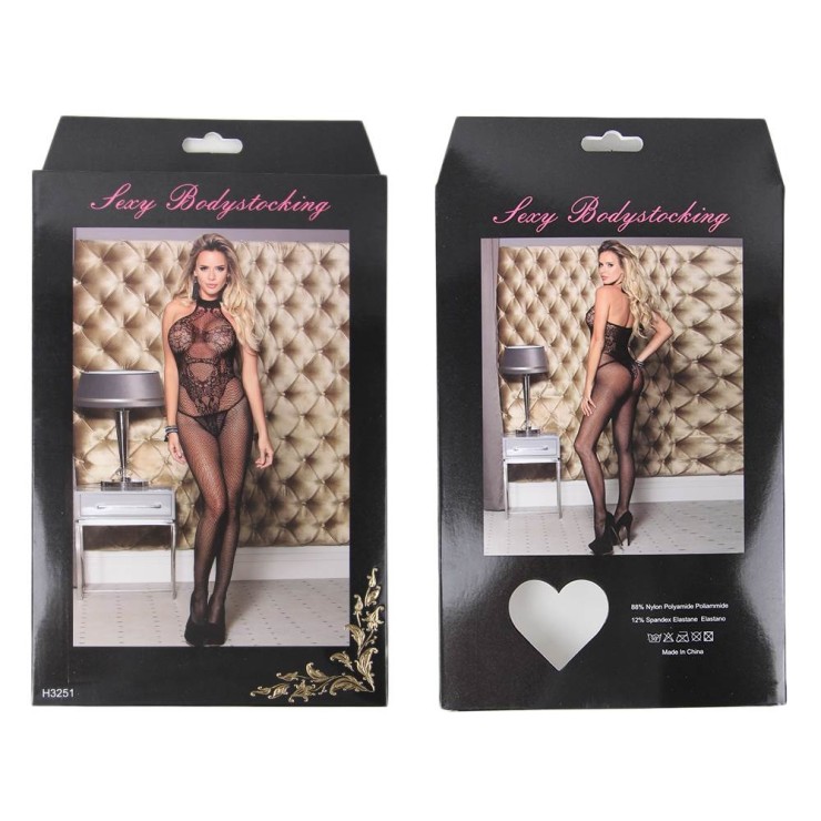 TUTA CATSUIT A RETE CON RICAMI SEXY PER DONNA H3251