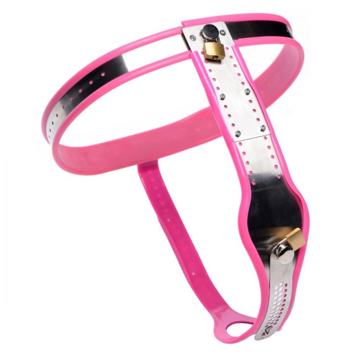 CINTURA DI CASTITA' PER DONNA SEX TOY PINK STAINLESS STEEL 2