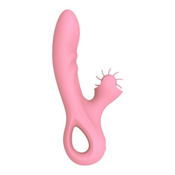 VIBRATORE RABBIT CON LINGUE IN SILICONE SEX TOY PINK TASTE
