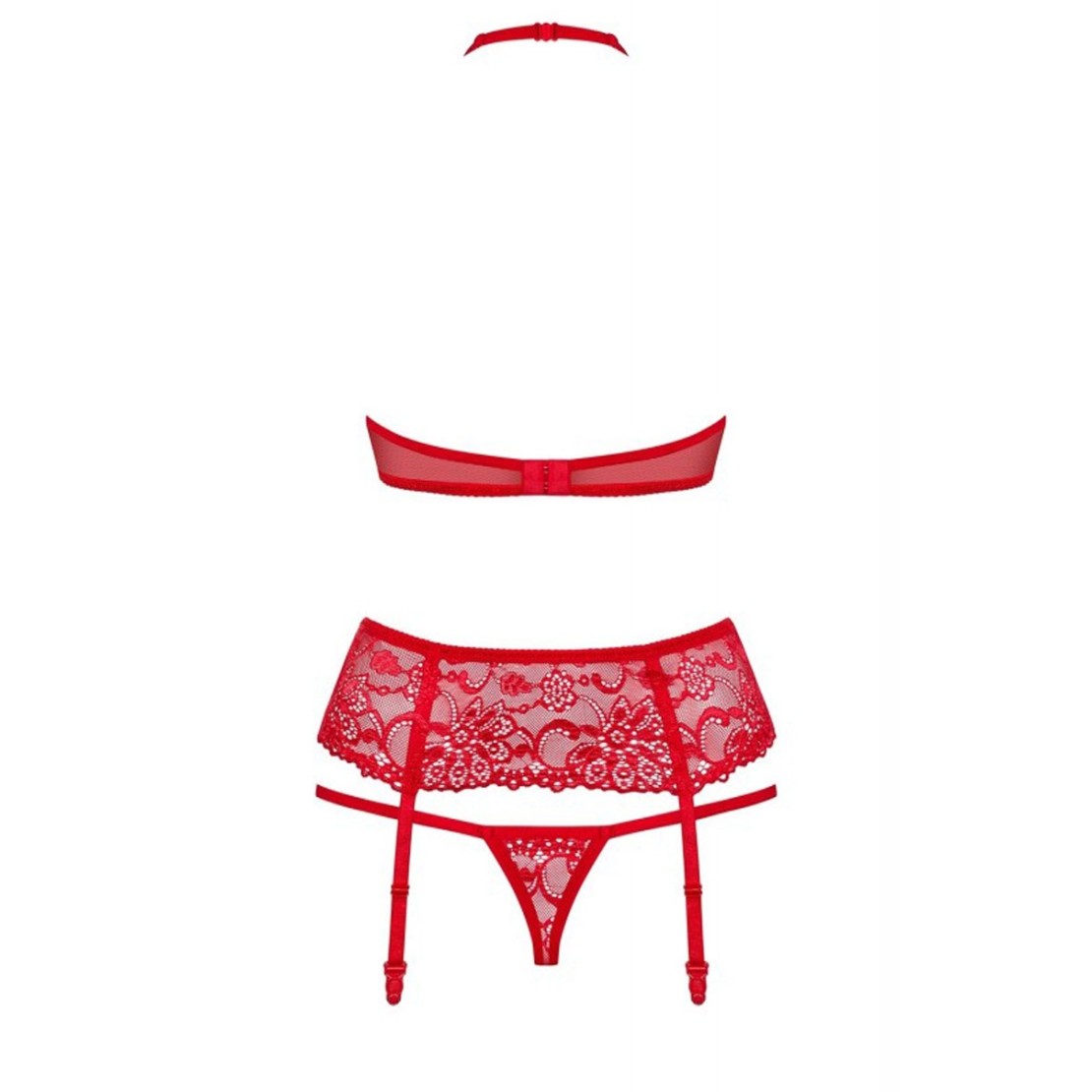 COMPLETO INTIMO SET TRE PEZZI ROSSO SEXY PER...