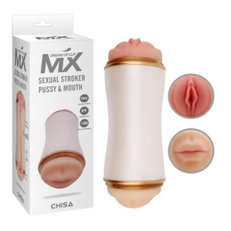 MASTURBATORE DOPPIO PER UOMO VAGINA E BOCCA SEXUAL STROKER