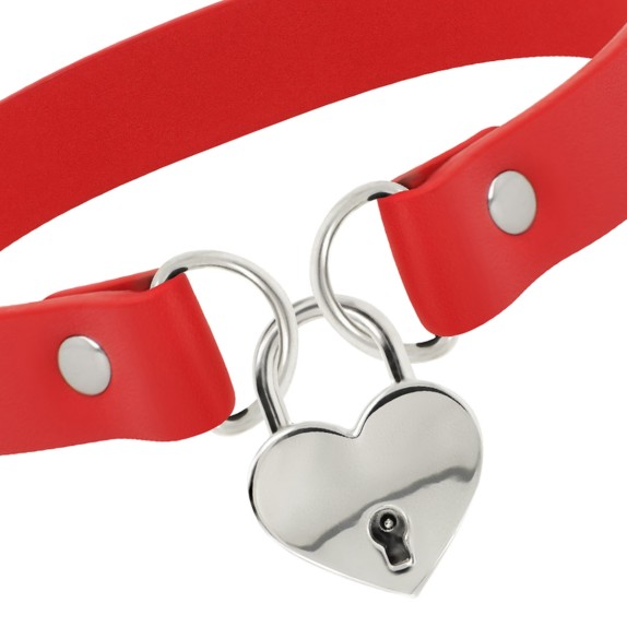 COLLARINO ROSSO SEXY PER DONNA CON CUORE IN METALLO E CHIAVE