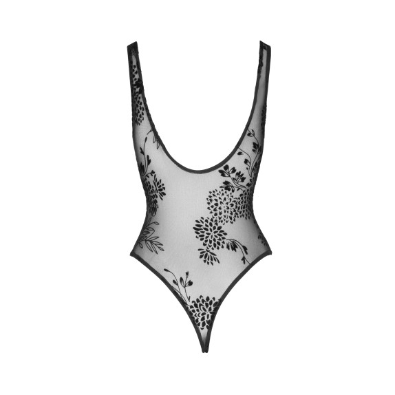 BODY SEXY PER DONNA TRASPARENTE CON RICAMI NOIR HANDMADE