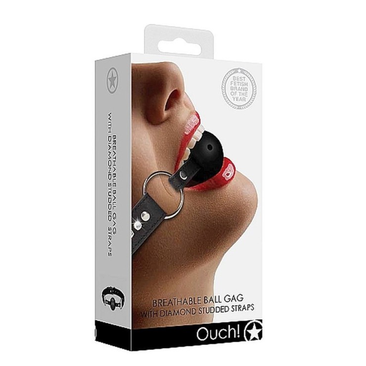 MORSO-BALL GAG  CON STRASS SUL CINTURINO BREATHABLE BALL GAG