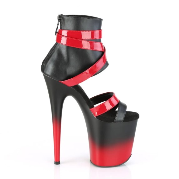 SANDALO SCARPA SEXY TACCO CM. 20 PER LAP E POLE DANCE IN ECOPELLE E VERNICE ROSSA