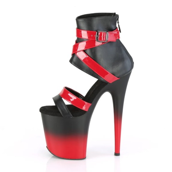 SANDALO SCARPA SEXY TACCO CM. 20 PER LAP E POLE DANCE IN ECOPELLE E VERNICE ROSSA