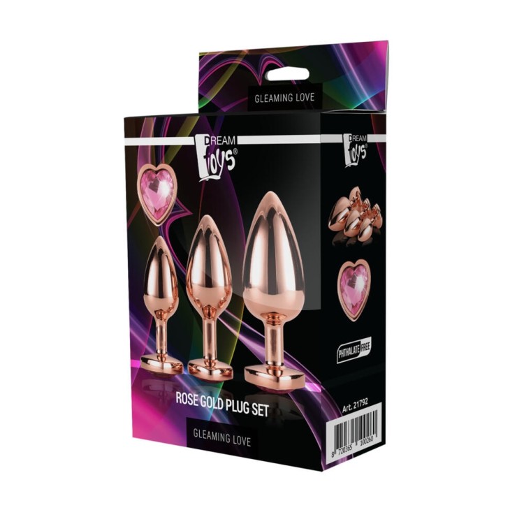 KIT TRE TAPPI ANALI CON GIOIELLO A CUORE SEX TOY ROSE...