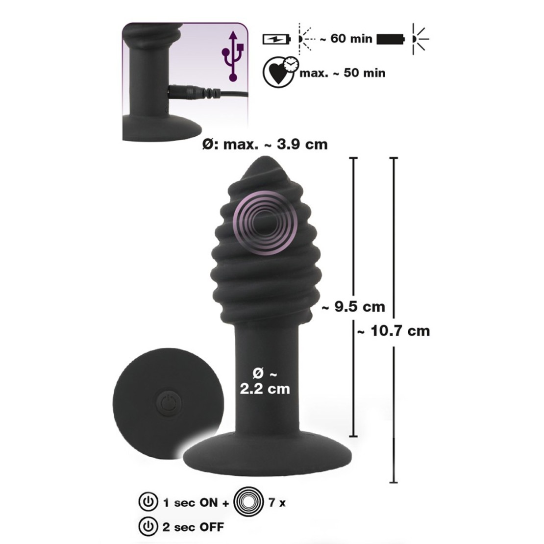 PLUG TAPPO ANALE VIBRANTE SEX TOY RICARICABILE...