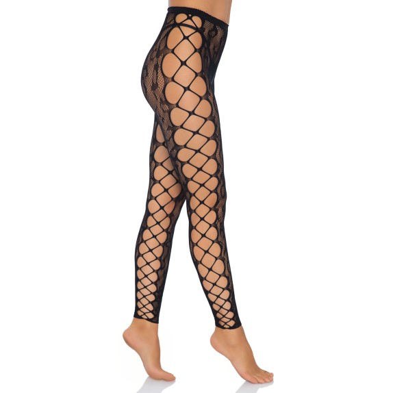 COLLANT SEXY DONNA A RETE APERTI CON INSERTI A RETE LARGA E FANTASIA LEOPARDATA