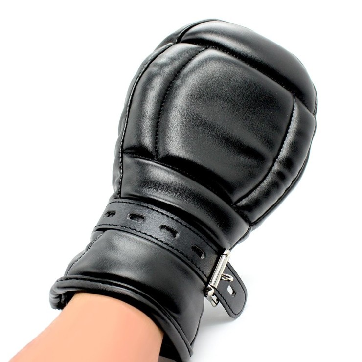 GUANTI BONDAGE INBOTTITI PER GIOCHI SADOMASO MITTS BLACK 2