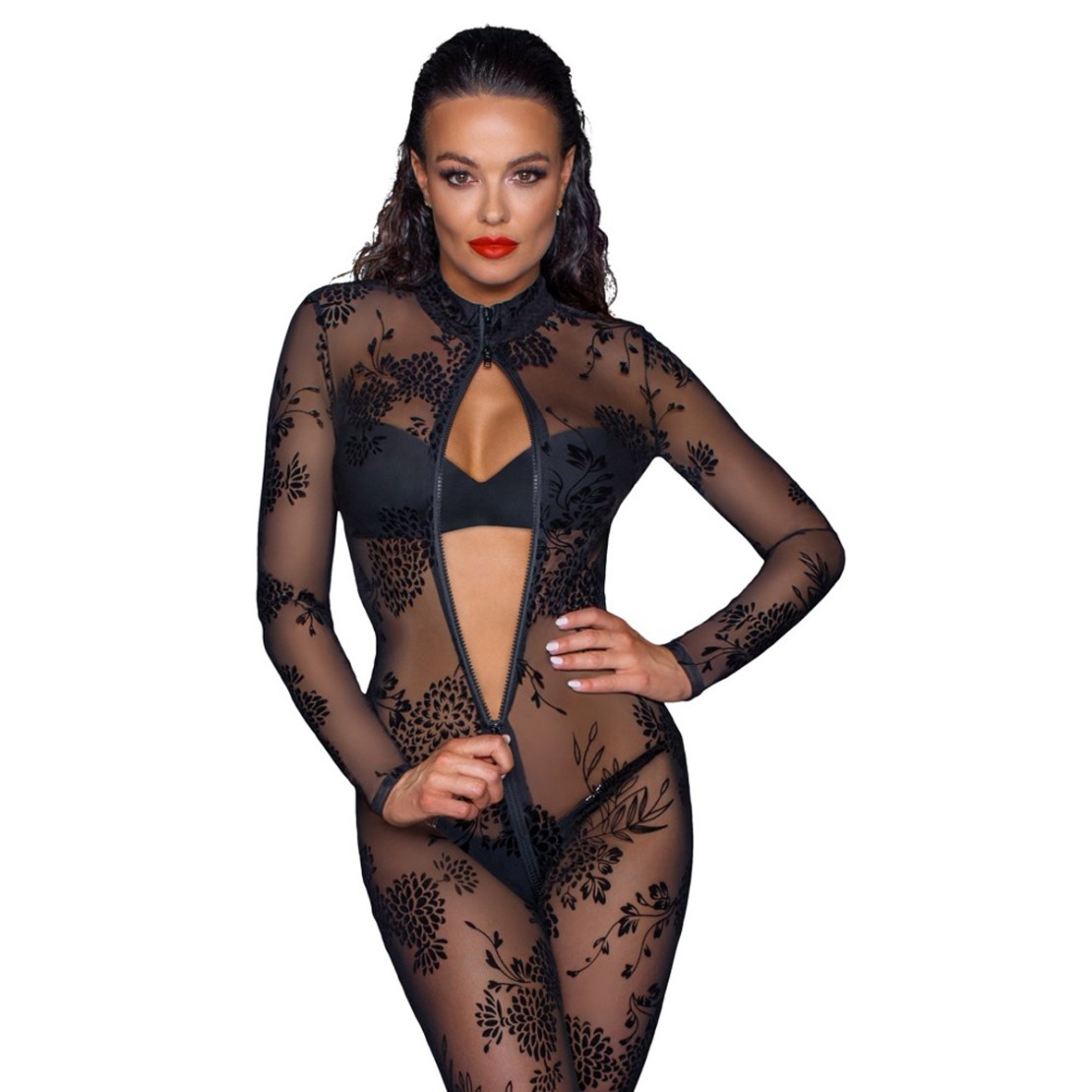 TUTA SEXY PER DONNA TRASPARENTE CON RICAMI E...