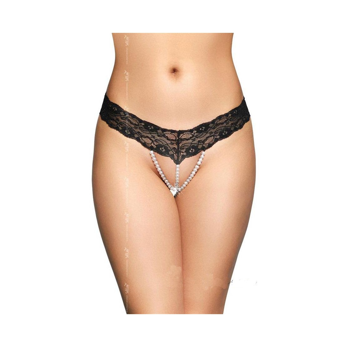 PERIZOMA SEXY PER DONNA CON FILI DI PERLE BIANCHE