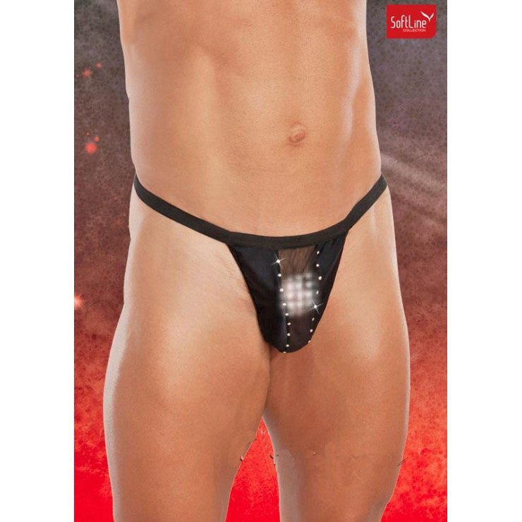 PERIZOMA A FILETTO SEXY PER UOMO IN TULLE CON STRASS