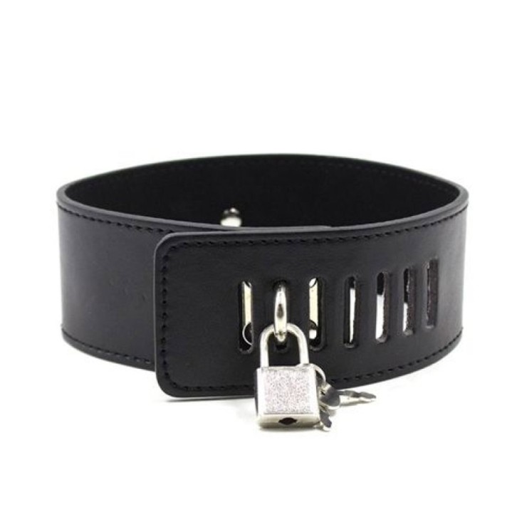 COLLARE SEXY CON LUCCHETTO E PINZETTE PER CAPEZZOLI LEASH 2